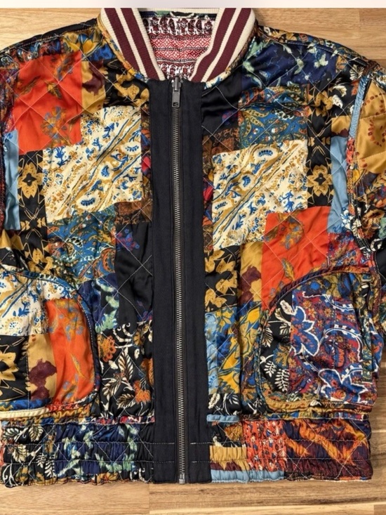Free People Pandora Bomber Patchwork Jacket Reversible Zip Up.  $248 - Picture 9 of 9